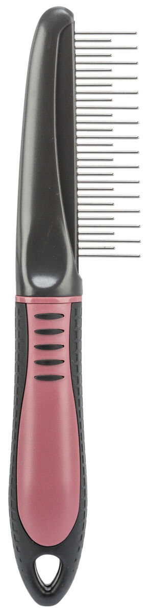 Perii, trimmere si clesti animale - Pieptene Descalcitor Cu Dinti Alternanti, 22 cm, Roz/Negru