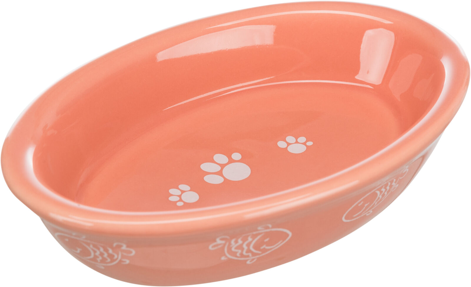Castron Ceramic Oval pentru Pisici, 0.2 l/15 x 10 cm, Diverse Culori [1]