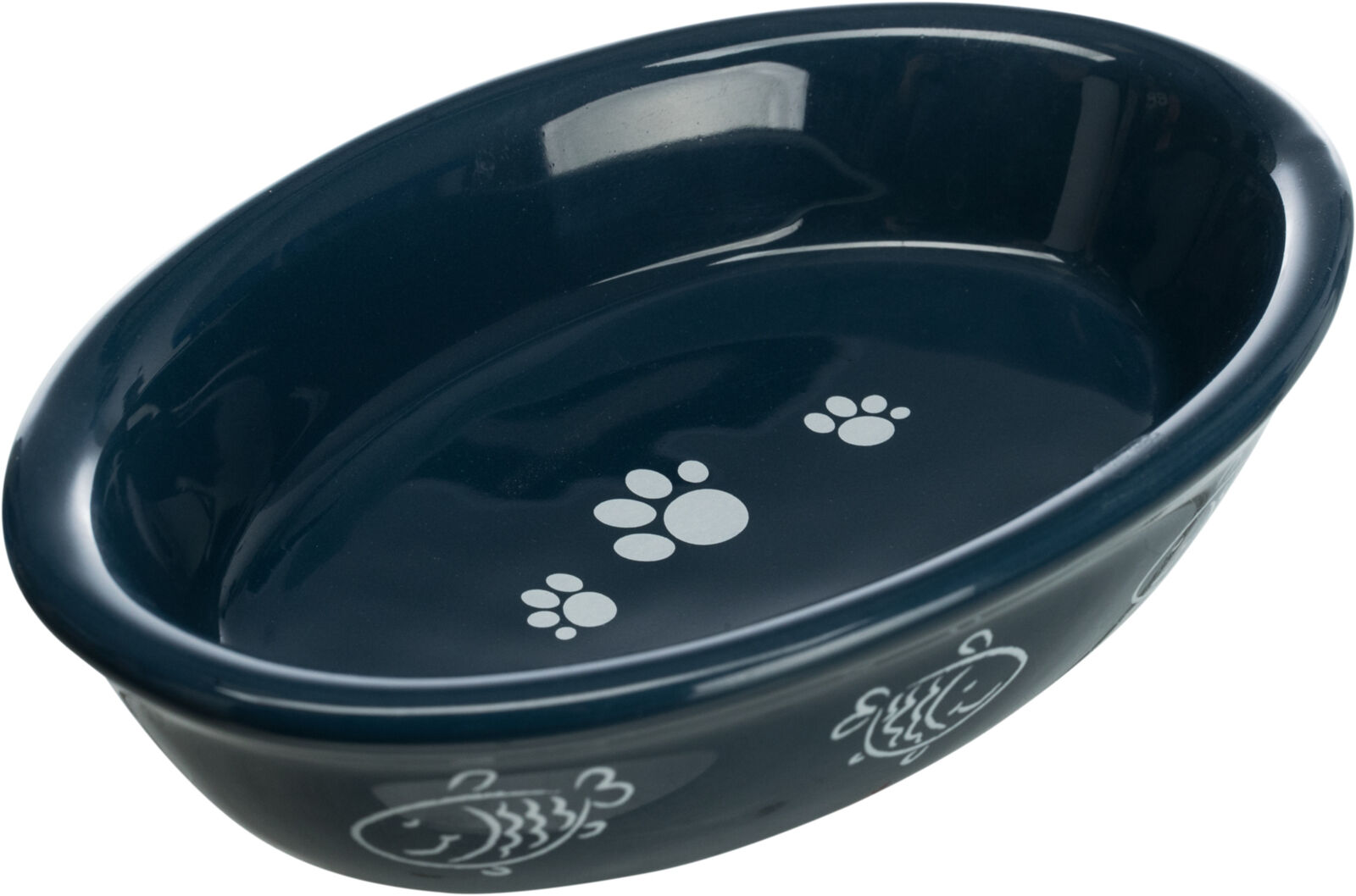 Castron Ceramic Oval pentru Pisici, 0.2 l/15 x 10 cm, Diverse Culori [3]