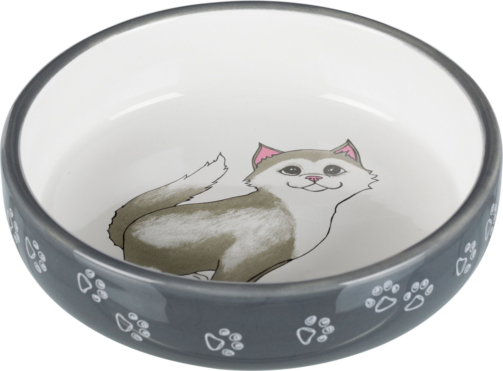 Castroane si adapatori animale - Castron Ceramic Pentru Pisici, 0.3 l/ 15 cm, Gri
