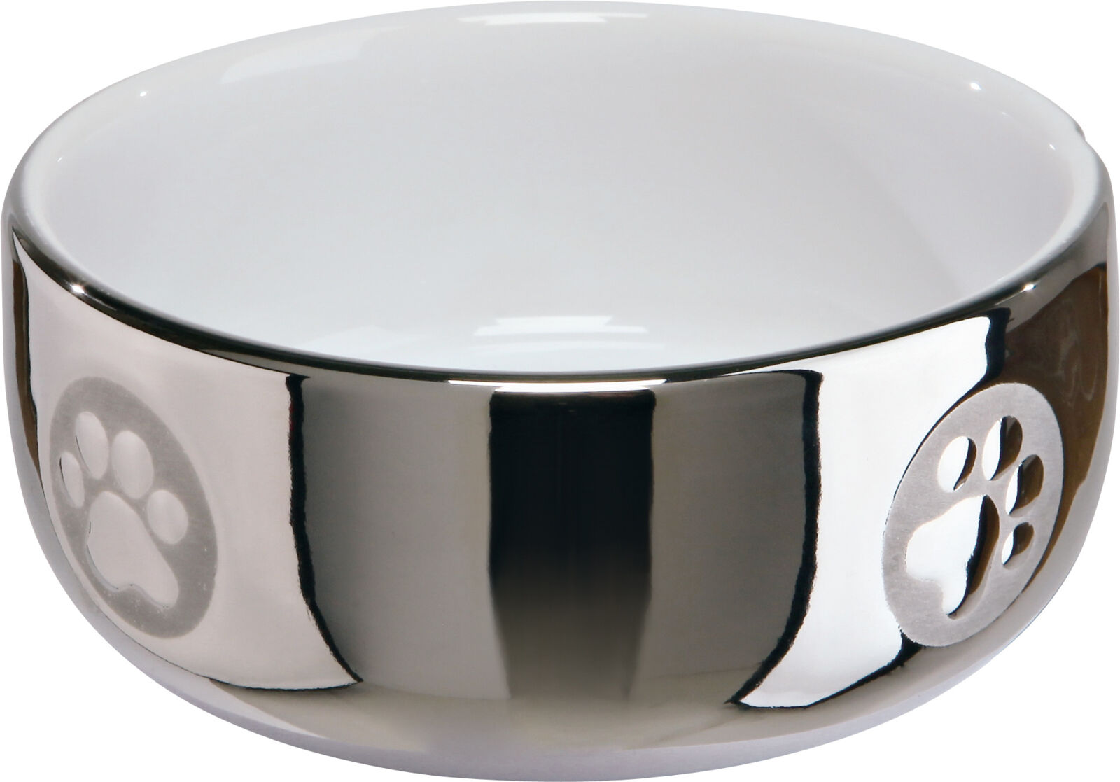 Castroane si adapatori animale - Castron Ceramic Pentru Pisici, 0.3 l/11 cm, Argintiu/Alb