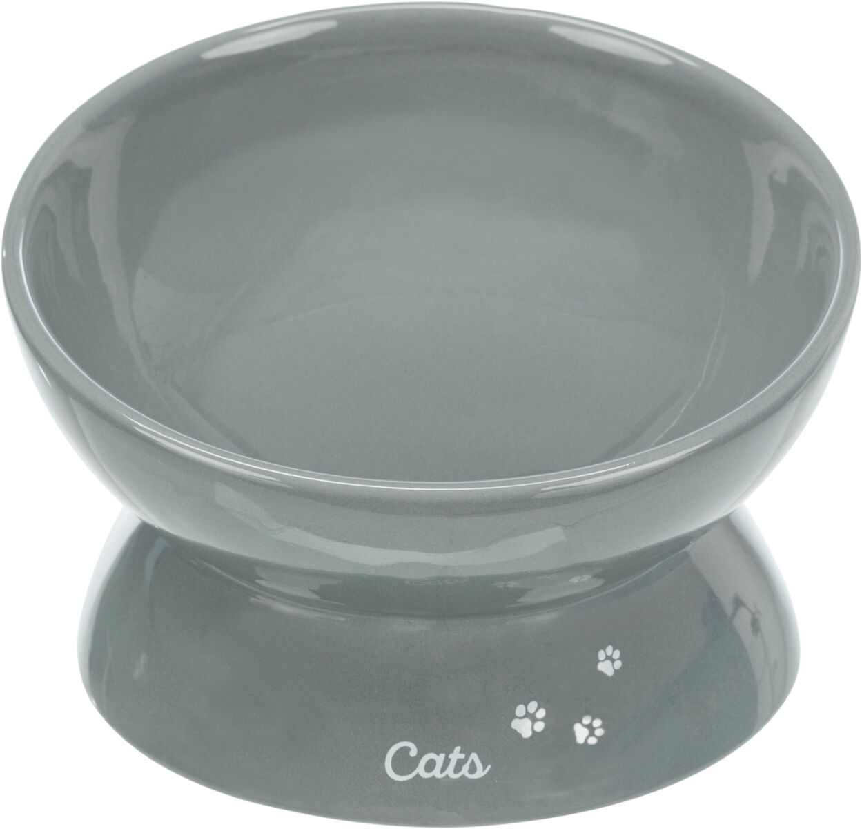 Castron Ceramic Pentru Pisici, XXL, Ridicat, Forma Ergonomica, 0.35 l/17 cm, Gri [1]