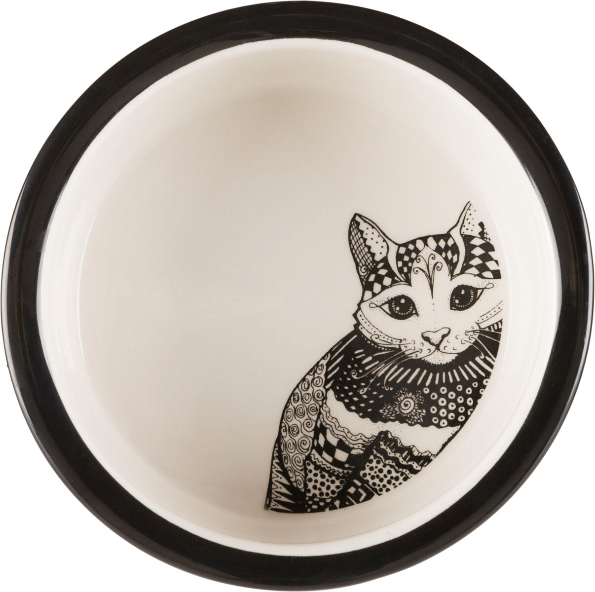 Castron Ceramic Pentru Pisici, 0.3 l/12 cm, Alb/Negru [1]