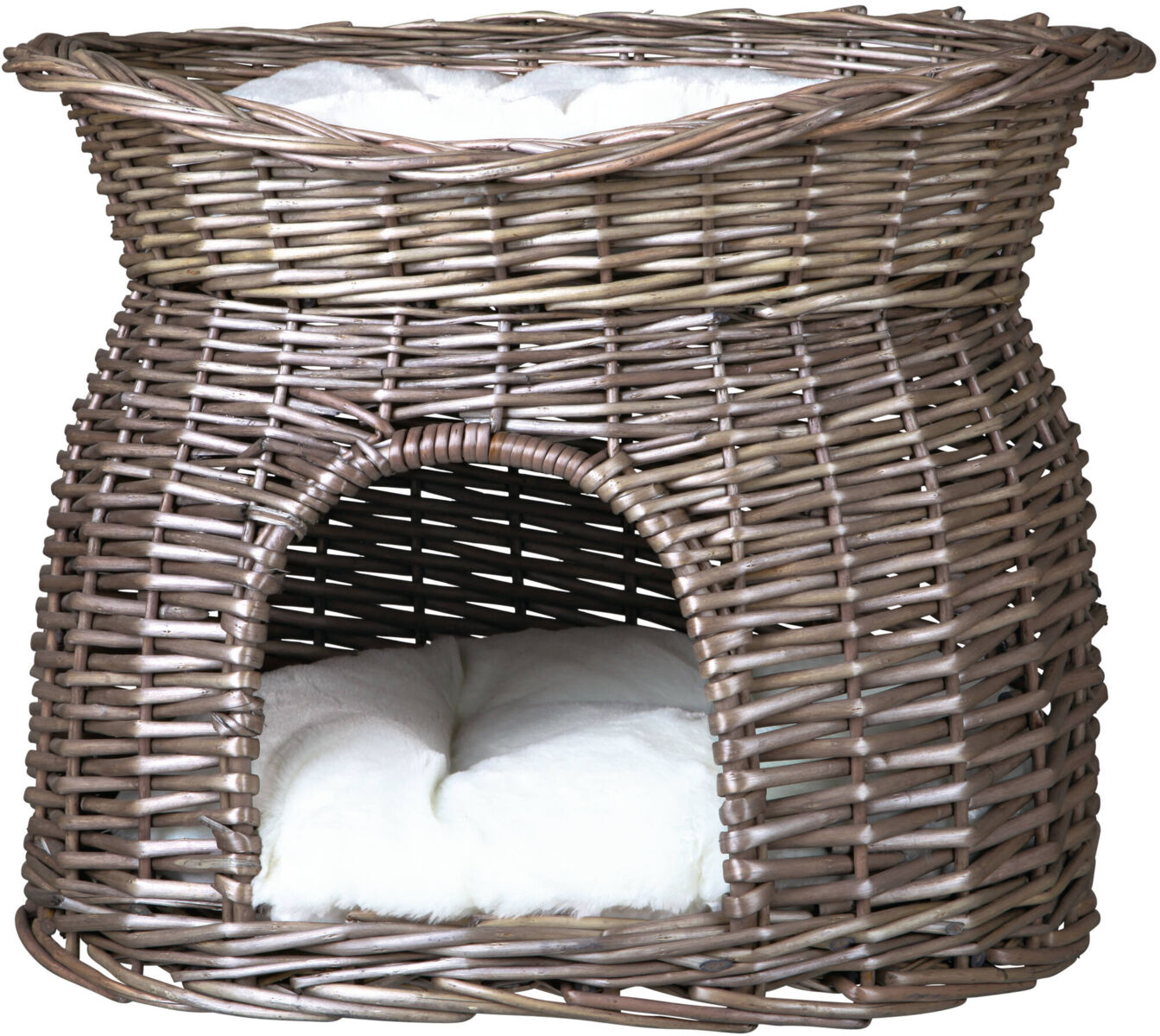 Petshop - Culcus din Rachita cu Pat Deasupra, 54 x 43 x 37 cm, Gri
