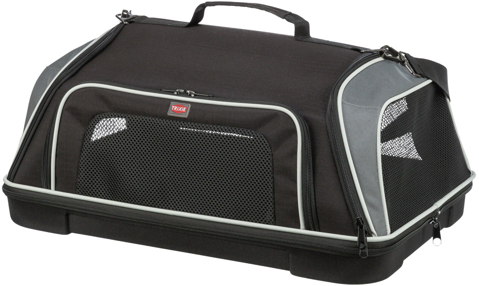Petshop - Geanta de Transport Animale Companie, pentru Avion, Airline, 55 x 23 x 40 cm, Pana la 7 kg, Negru/Gri