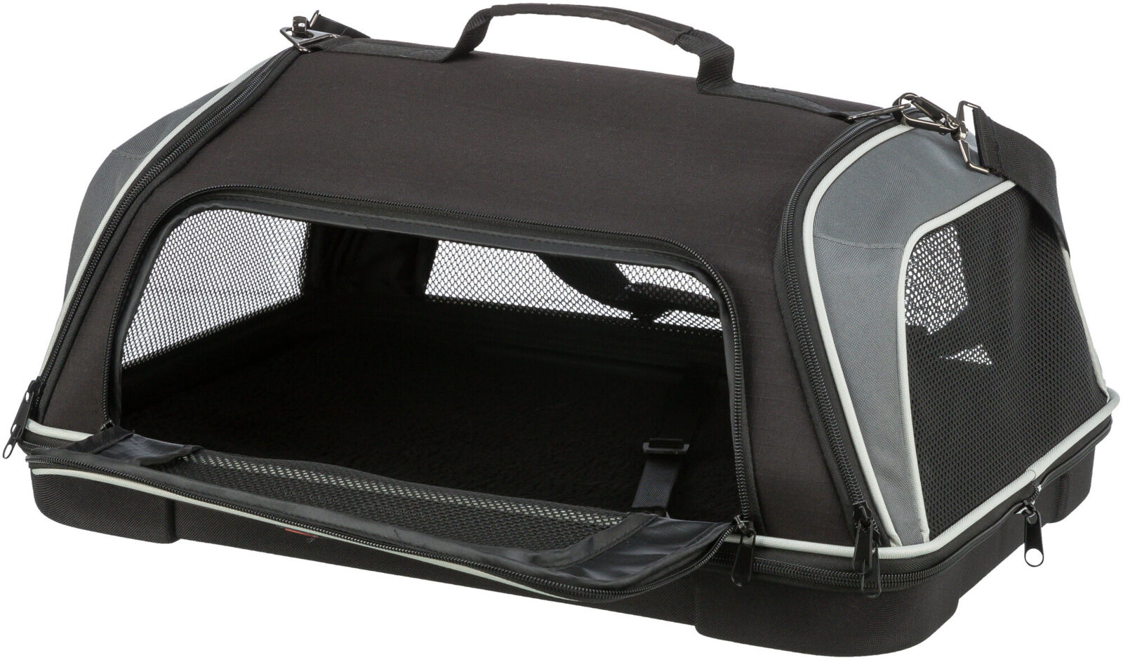 Geanta de Transport Animale Companie, pentru Avion, Airline, 55 x 23 x 40 cm, Pana la 7 kg, Negru/Gri [2]