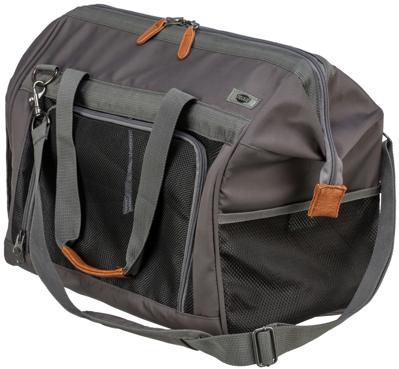 Petshop - Geanta de Transport, Finlay, 43 x 26 x 32 cm, Pana la 10 kg, Negru/Gri