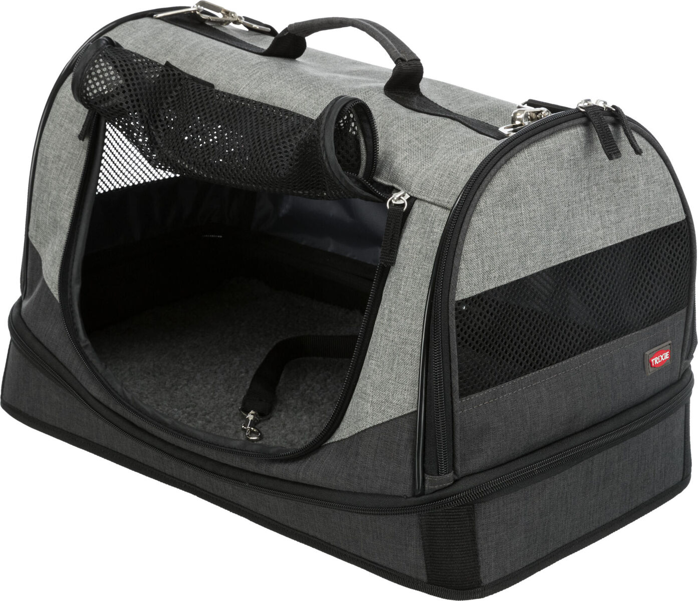 Petshop - Geanta de Transport, Holly, 30 x 30 x 50 cm, Pana la 15 kg, Negru/Gri