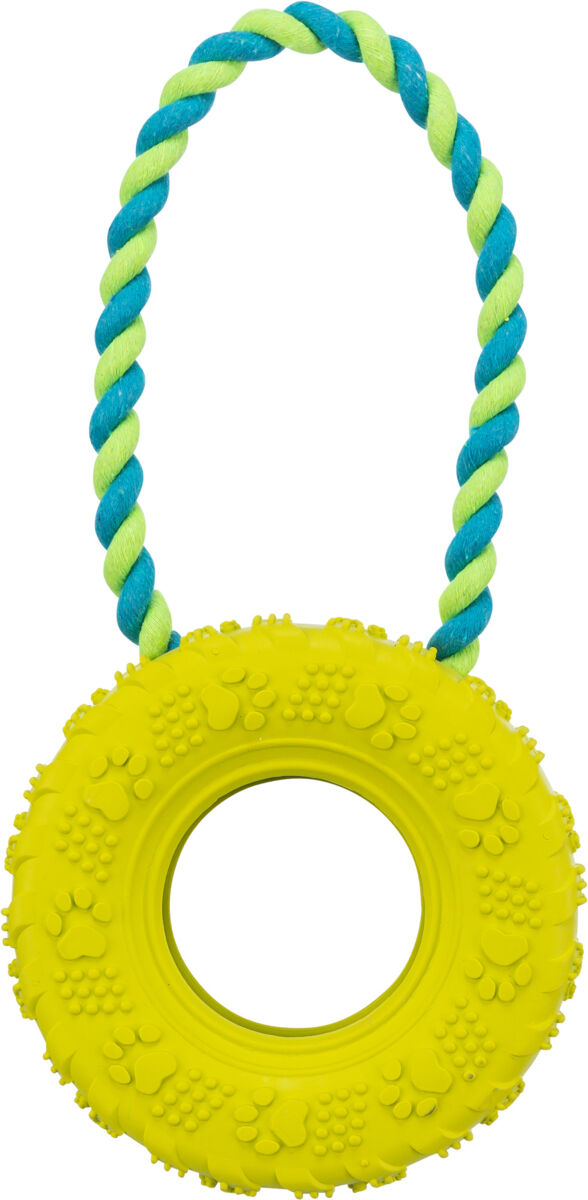 Petshop - Jucarie Pentru Caini, Anvelopa Pe Sfoara, 15 cm/31 cm, Lime