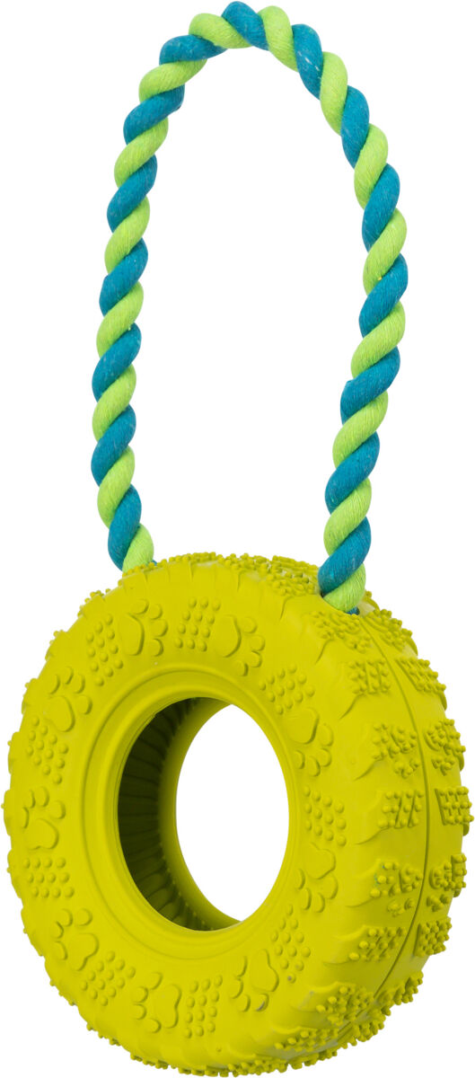 Jucarie Pentru Caini, Anvelopa Pe Sfoara, 15 cm/31 cm, Lime [1]