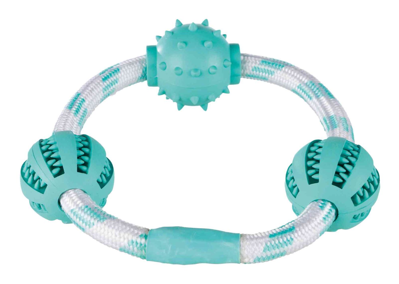 Petshop - Jucarie Pentru Caini, Denta Fun, Inel Sfoara Cu Mingi, Aroma Menta, Cauciuc, 20 cm/5 cm