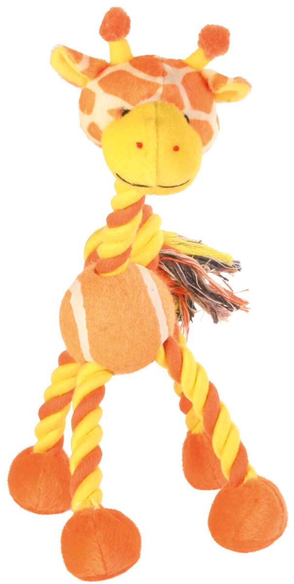 Petshop - Jucarie Pentru Caini, Girafa Cu Minge Tenis Si Sfoara, 28 cm