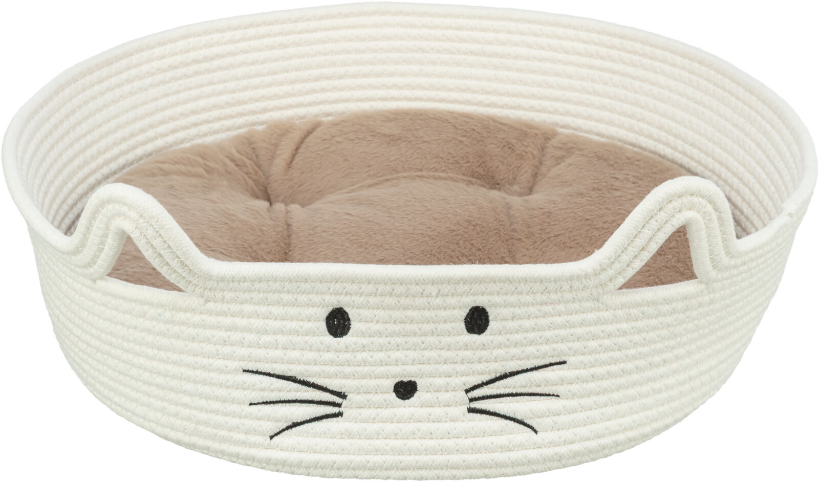 Petshop - Culcus Pisici Soft, 45 cm, Alb/Maro Deschis