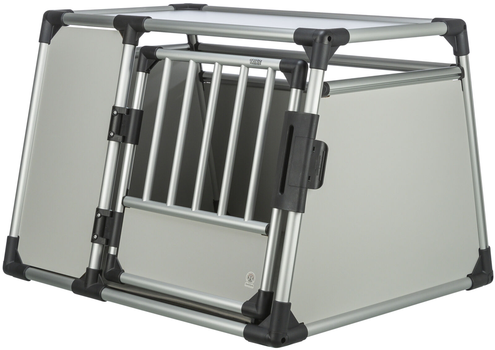Petshop - Cusca de Transport, Aluminiu, L: 93 x 64 x 81 cm, Pana la 40 kg, Argintiu/Gri