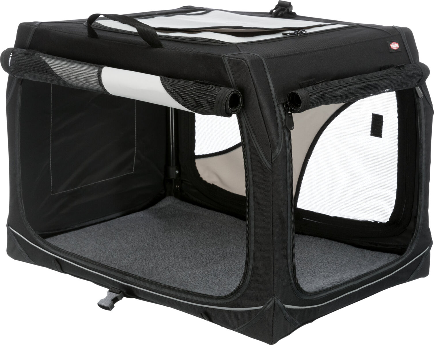Petshop - Geanta Transport Auto/Cazare Caini, Vario, S: 61 x 43 x 46 cm, Negru/Gri