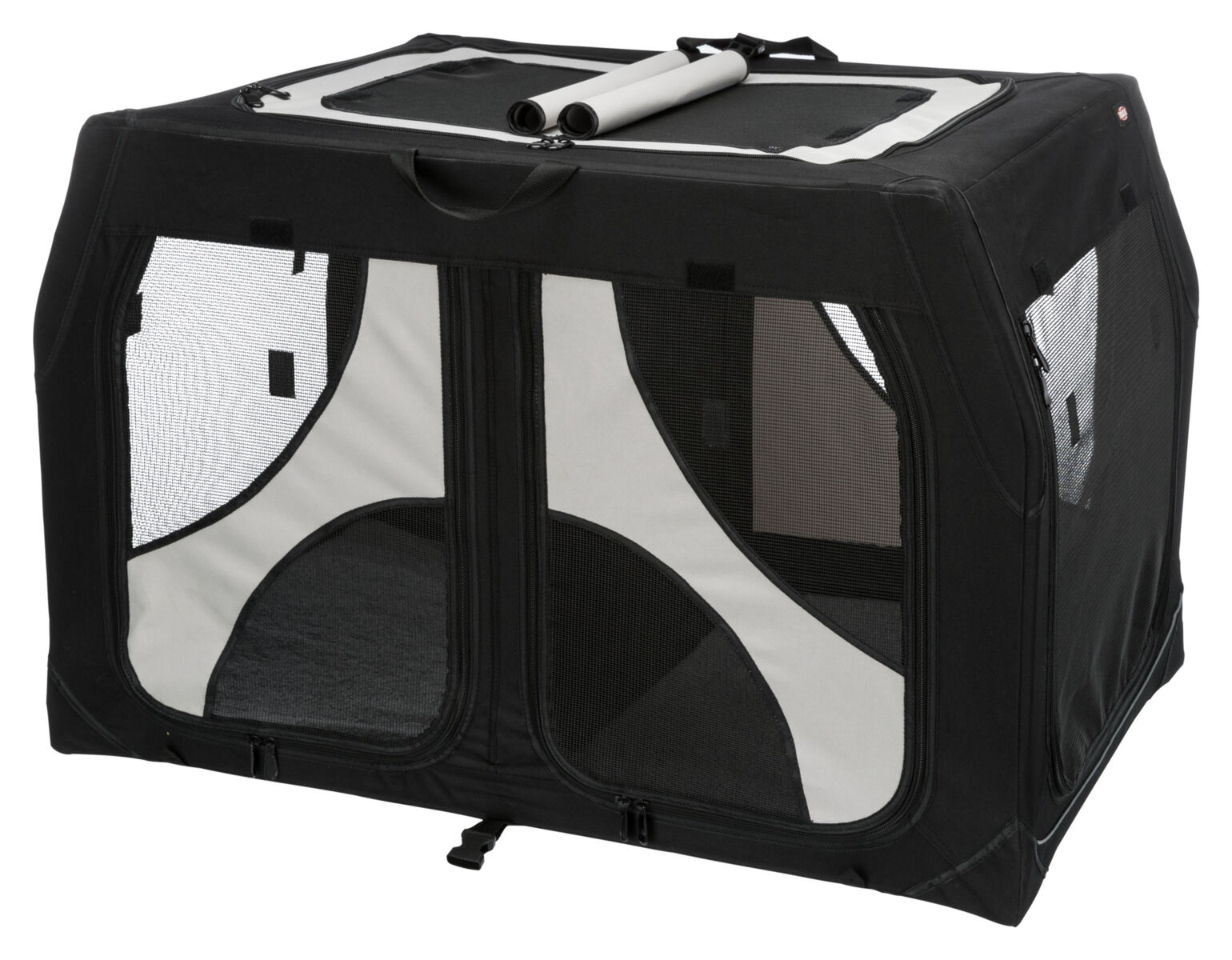 Petshop - Geanta Transport Auto/Cazare Caini, Vario Double, S: 91 x 60 x 61/57 cm, Negru/Gri