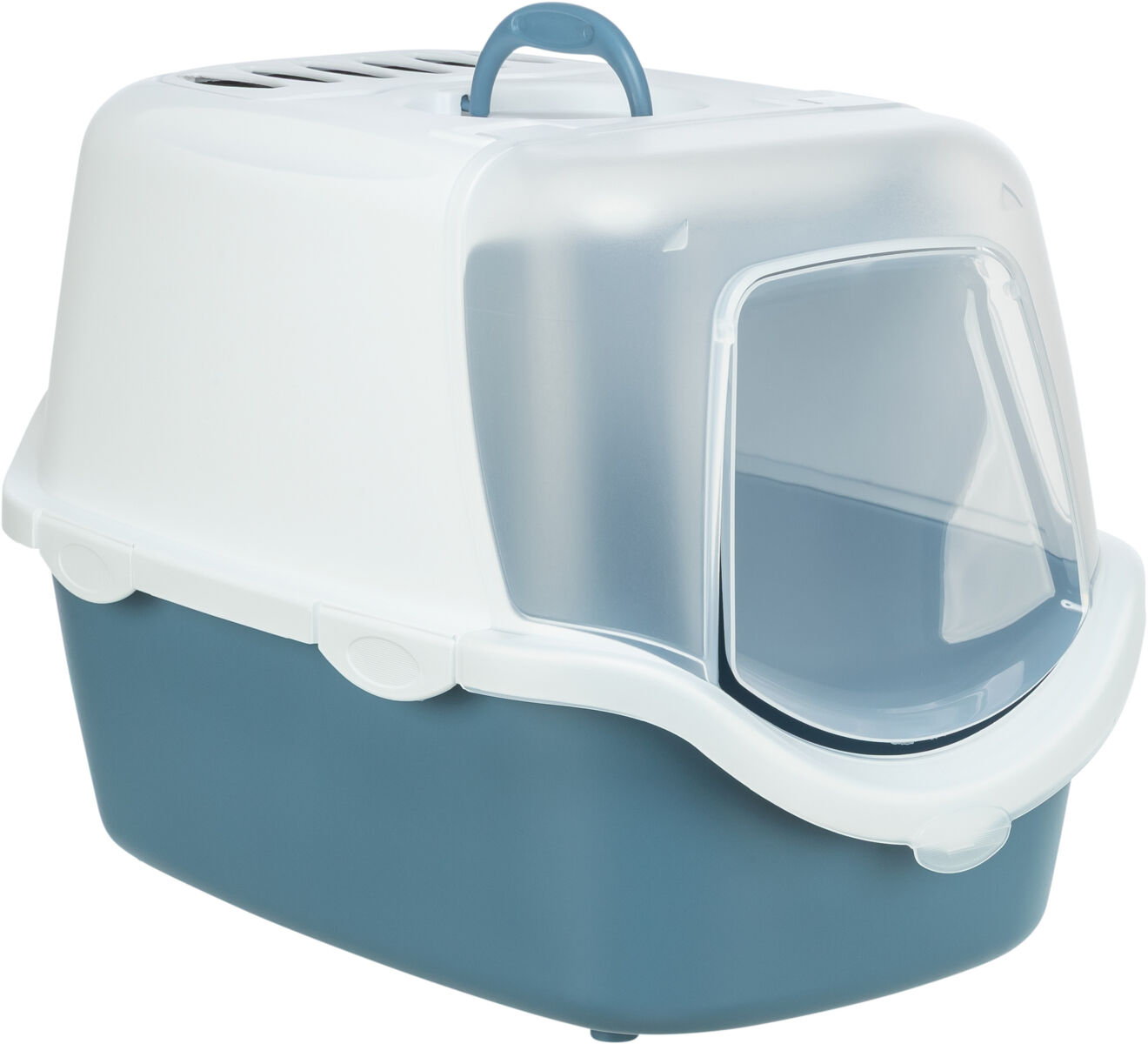 Petshop - Litiera Vico Open Top, cu Capac si Lopatica, 40 x 40 x 56 cm, Albastru/Alb