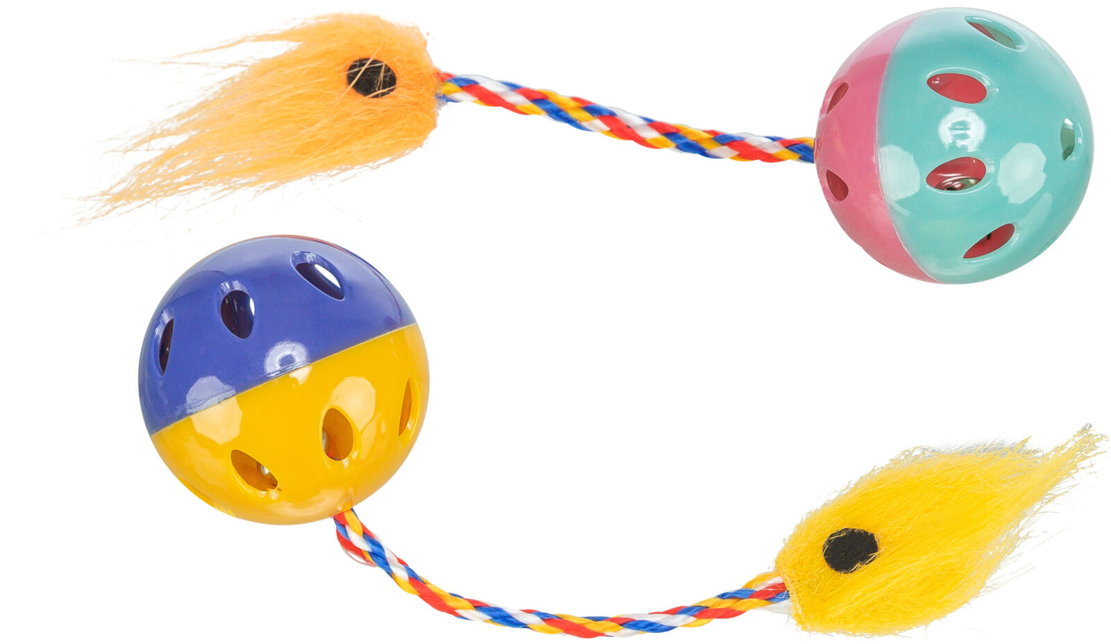 Petshop - Jucarie Pentru Pisici, Set 2 X Mingi Zornaitoare Cu Codite , 4 cm
