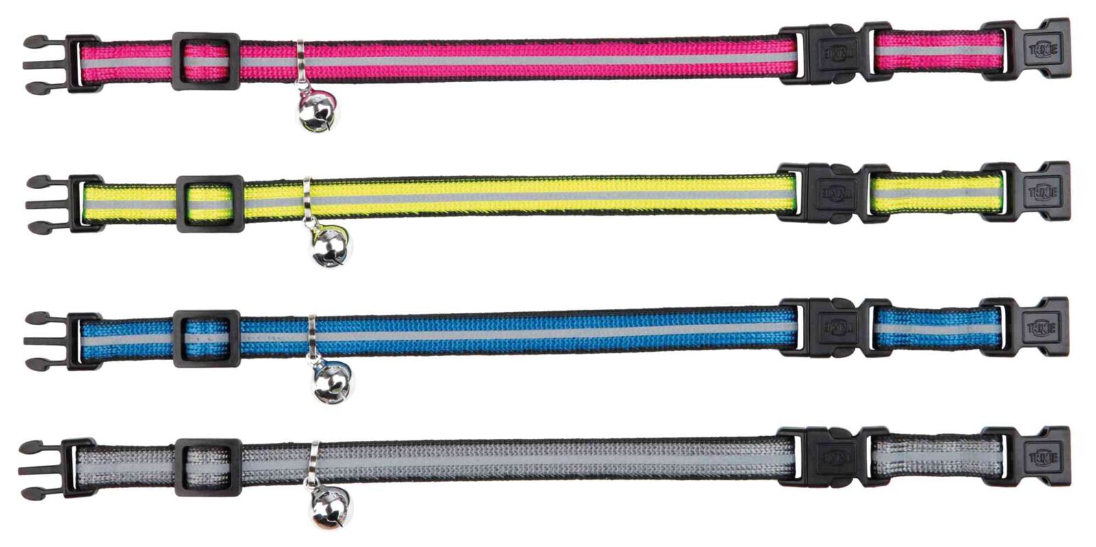 Petshop - Zgarda Pentru Pisici, Reflectorizanta, Cu 2 Catarame Si Clopotel, Diverse Culori