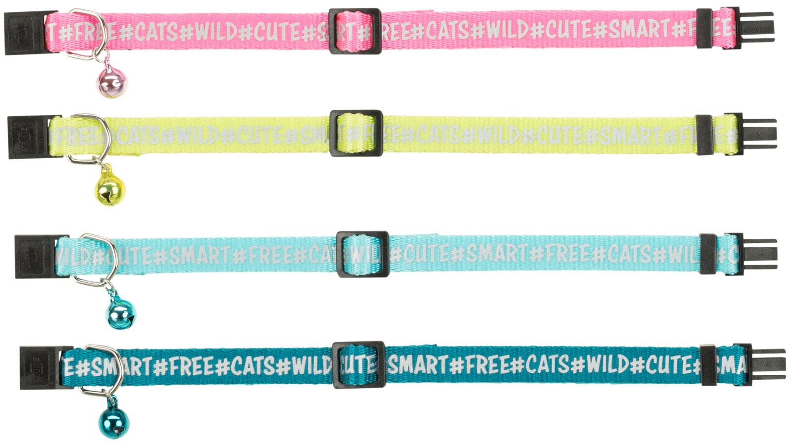 Petshop - Zgarda Pentru Pisici Reflectorizanta, Wild Cute Smart Free Cats, Diverse Culori