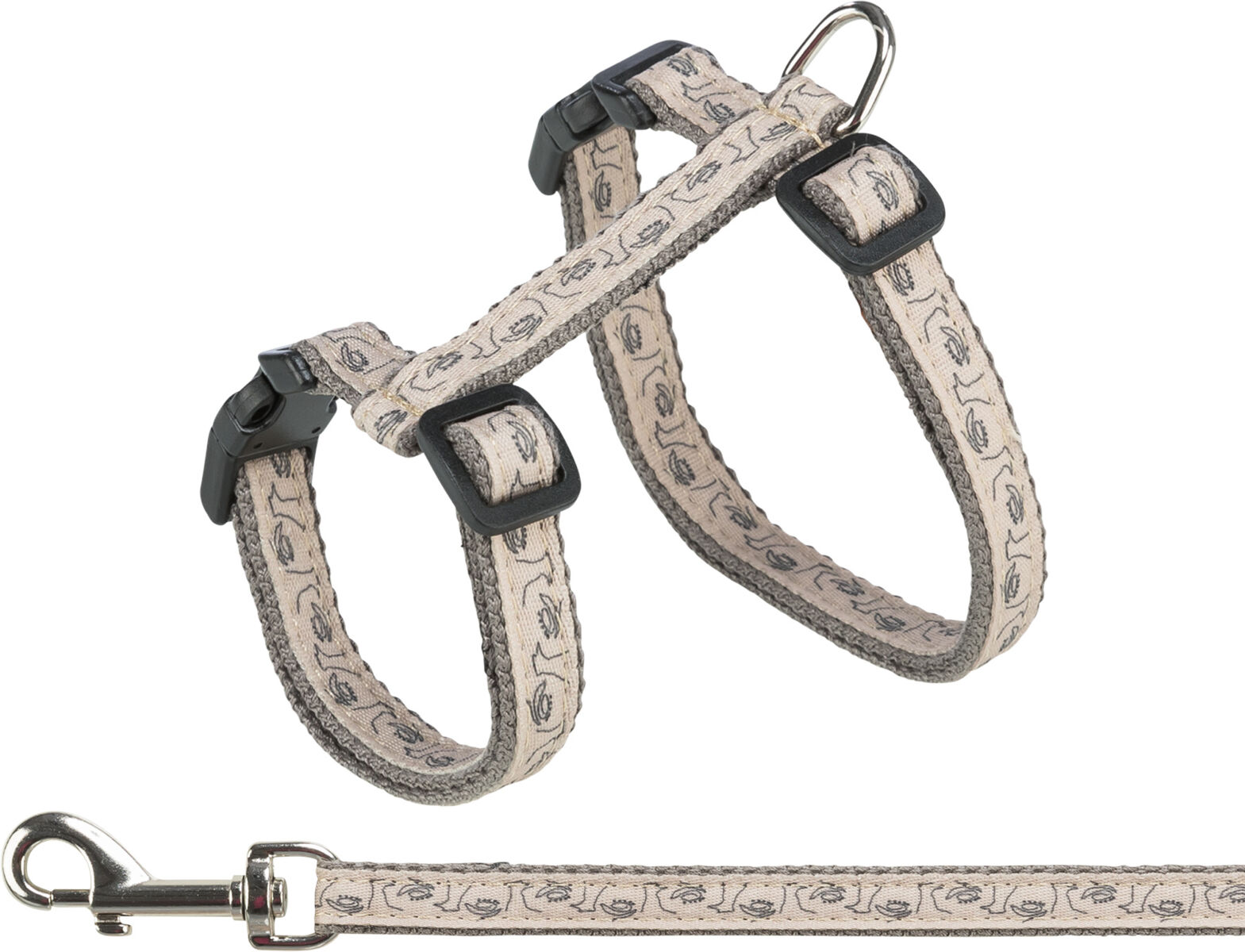 Accesorii animale de companie - Ham Si Lesa Pentru Pisici, 27-45 cm/13 mm, 1.20 m, Gri/Bej
