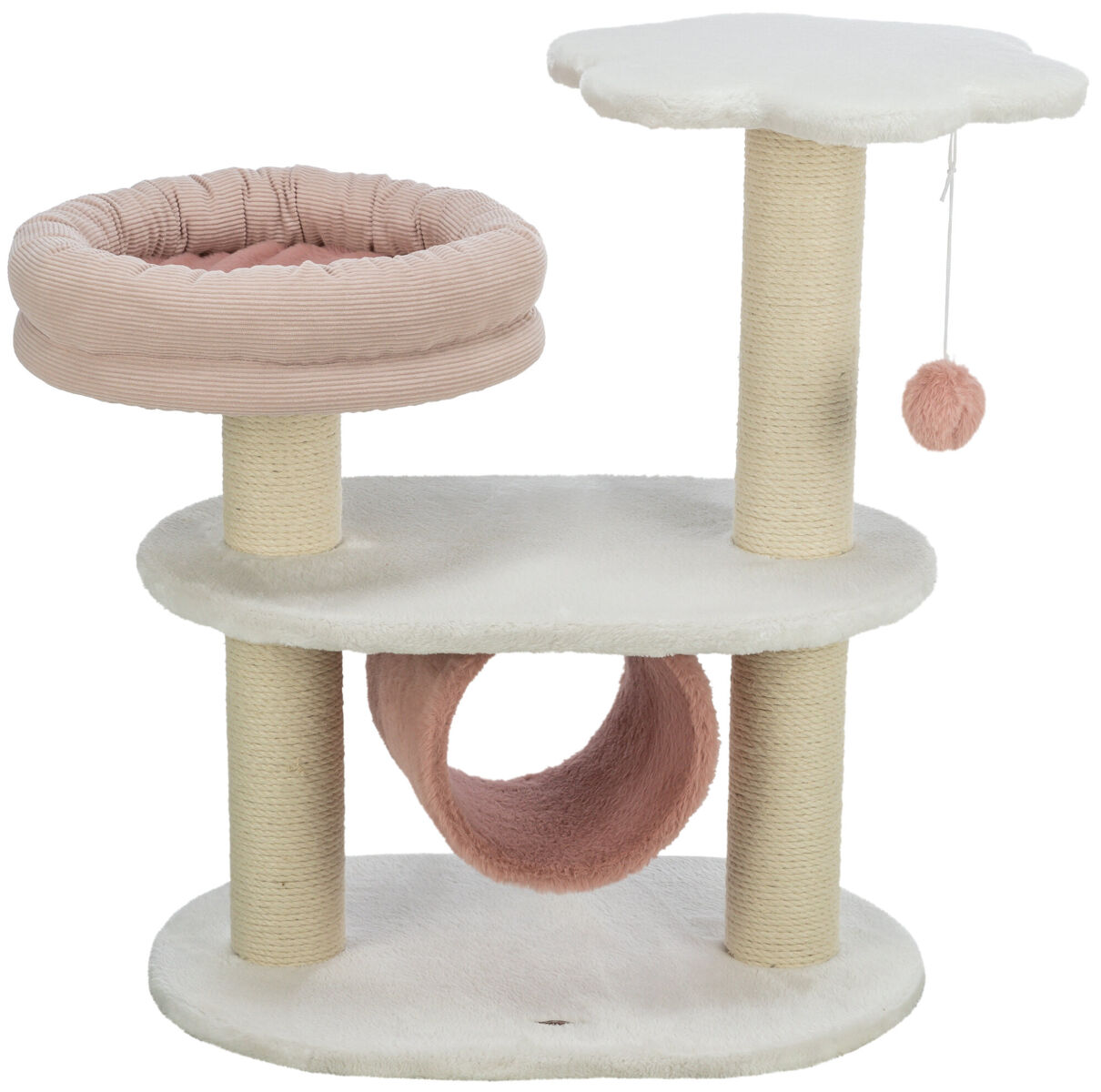 Petshop - Ansamblu Cat Tree Isabella, 58 x 38 x 70 cm, Alb/Roz Antic