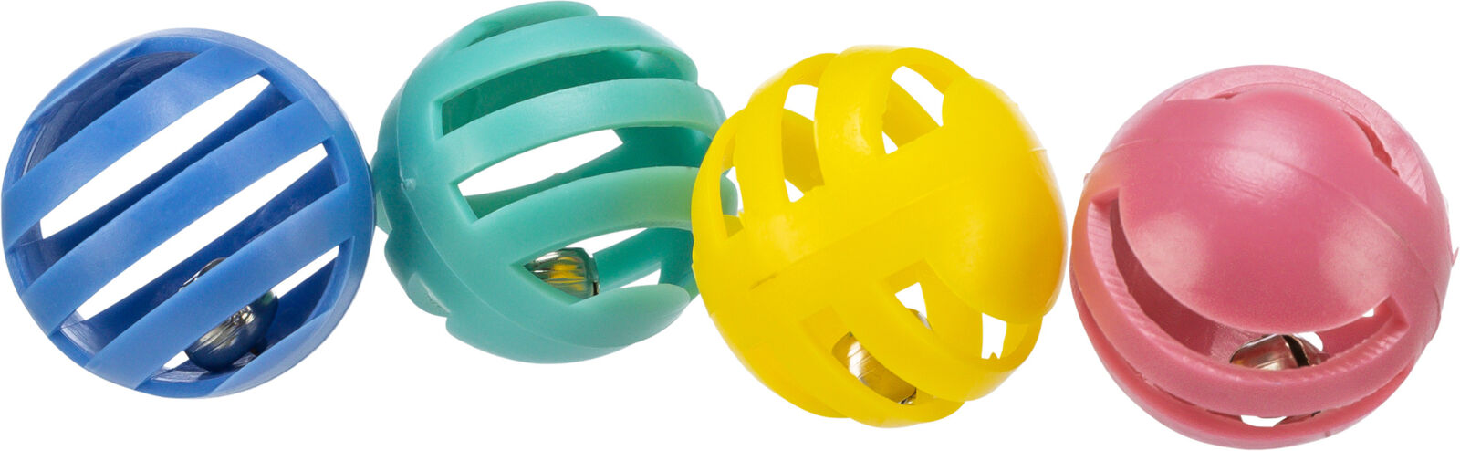 Petshop - Jucarie Pentru Pisici, Set 4 X Mingi Plastic, Cu Clopotel, 4 cm