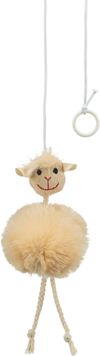 Petshop - Jucarie Pentru Pisici, Oaie Pe Banda Elastica, Cu Sunet, 20 cm