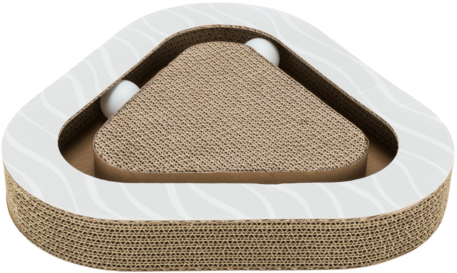 Petshop - Carton de Zgariat pentru Pisici, cu 2 Mingi, 36 x 5 x 36/36 cm, Gri