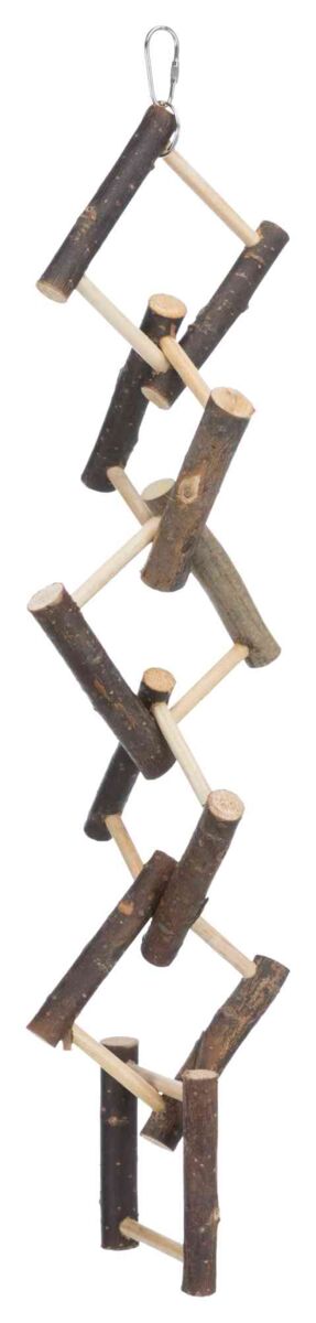 Petshop - Jucarie Pentru Pasari, Scara Suspendata, Lemn De Scoarta, 12 trepte/ 58 cm
