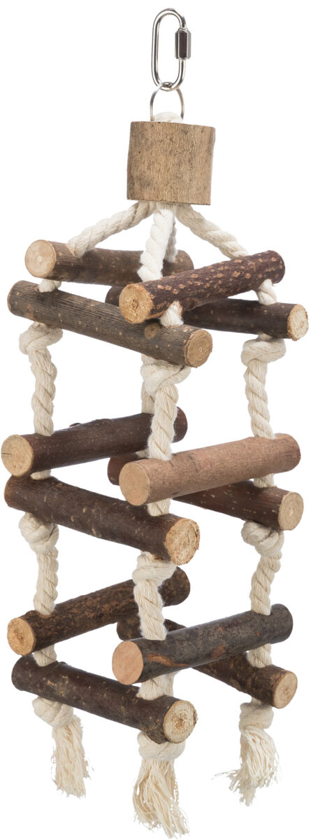 Petshop - Jucarie Pentru Pasari, Turn Din Lemn Cu Sfoara, 34 cm