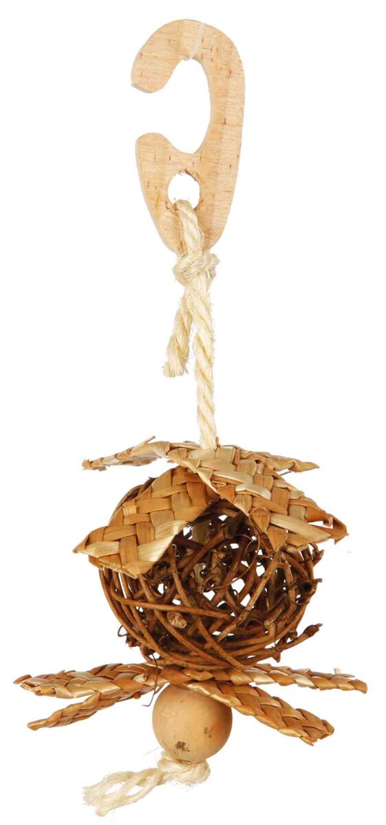 Petshop - Jucarie pentru Pasari, Minge de Rachita cu Sfoara de Sisal, 5.5 x 15 cm