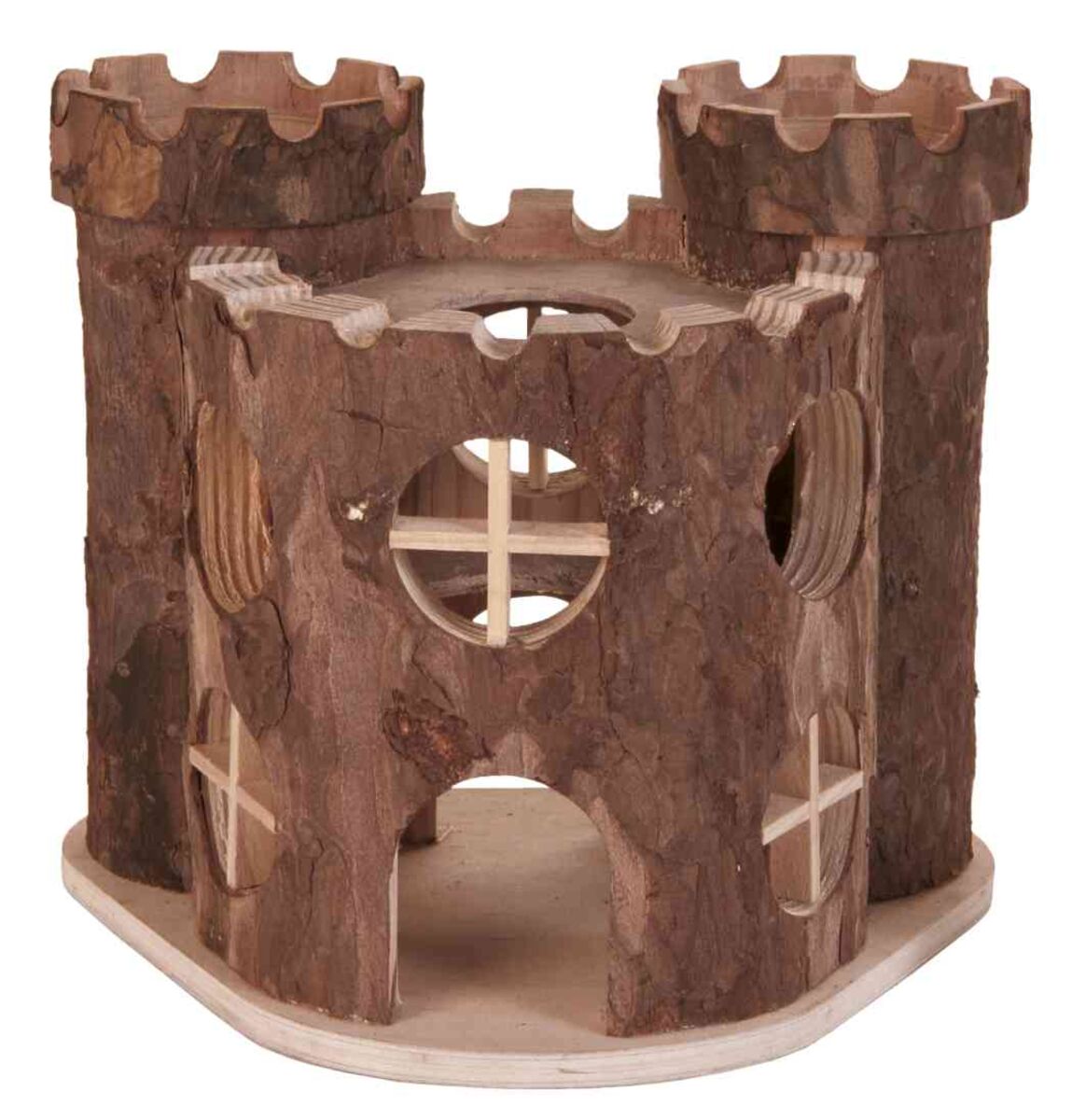 Petshop - Casuta Castel pentru Hamsteri, Matti, Lemn, 19 x 14 x 15 cm, Maro