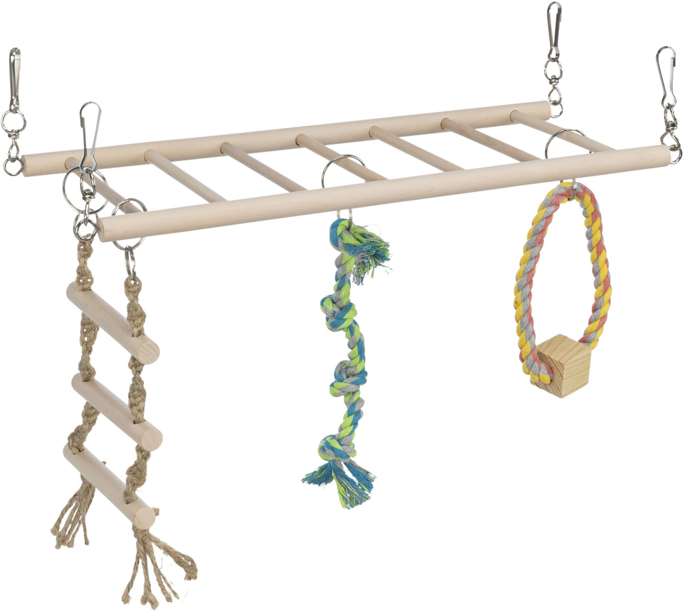 Petshop - Pod Suspendat pentru Rozatoare, cu Jucarii, Lemn, 35 x 15 x 15 cm