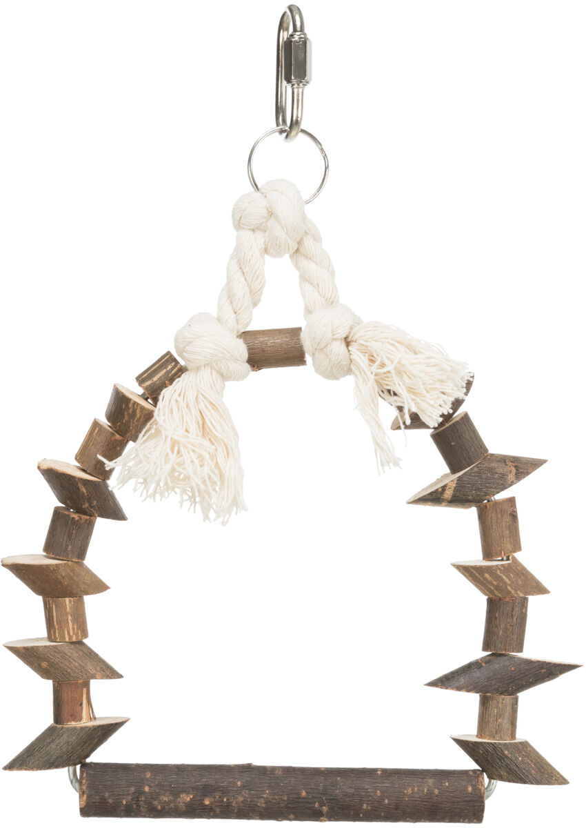 Petshop - Leagan Arc pentru Pasari, Sfoara/Lemn de Scoarta, 15 x 20 cm