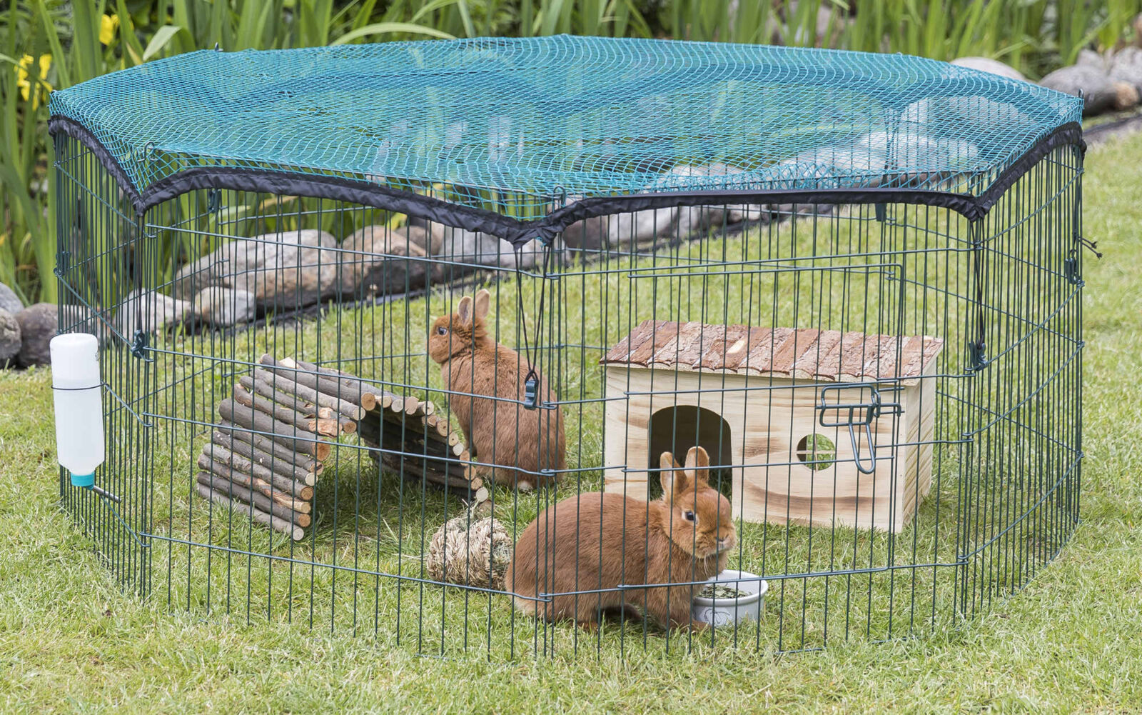 Petshop - Tarc Metalic pentru Rozatoare, cu Plasa de Protectie, 8 Elemente, 150 x 57 cm