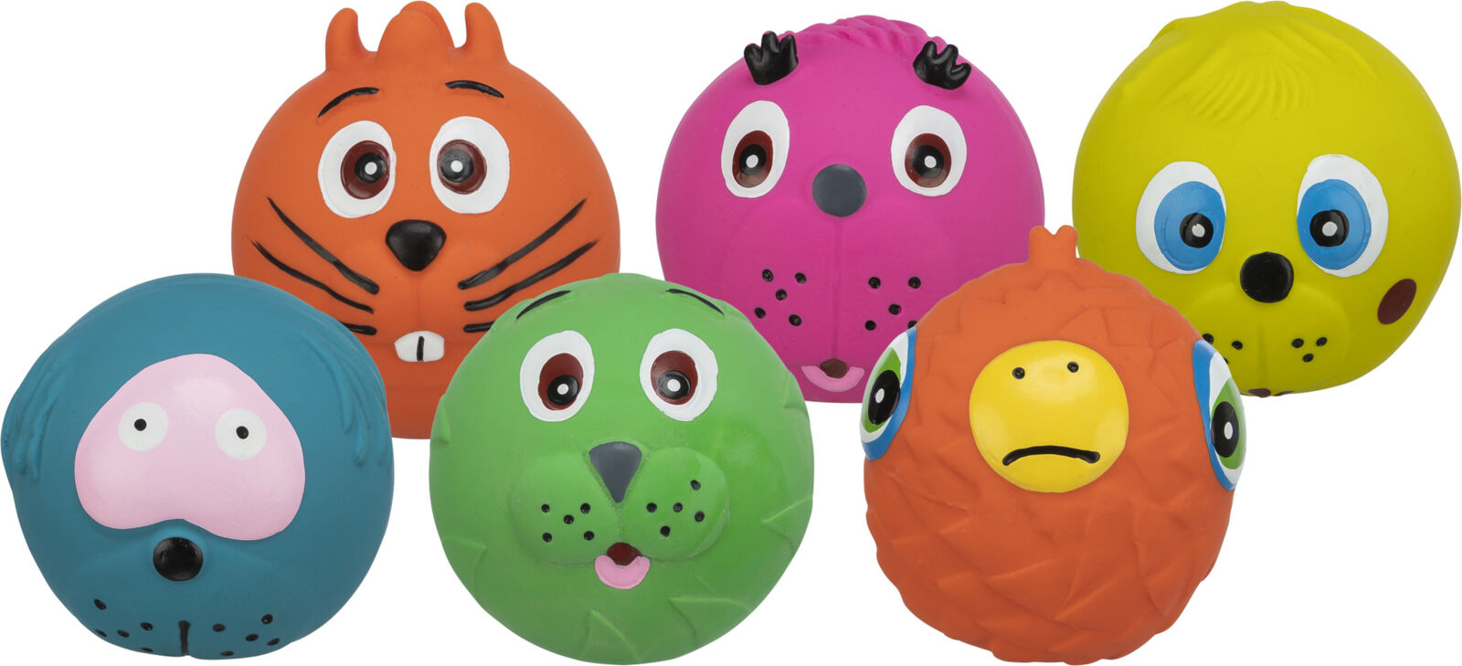 Petshop - Jucarie Pentru Caini, Minge Chip Animal, Latex, Cu Sunet, 6 cm, Diverse Culori