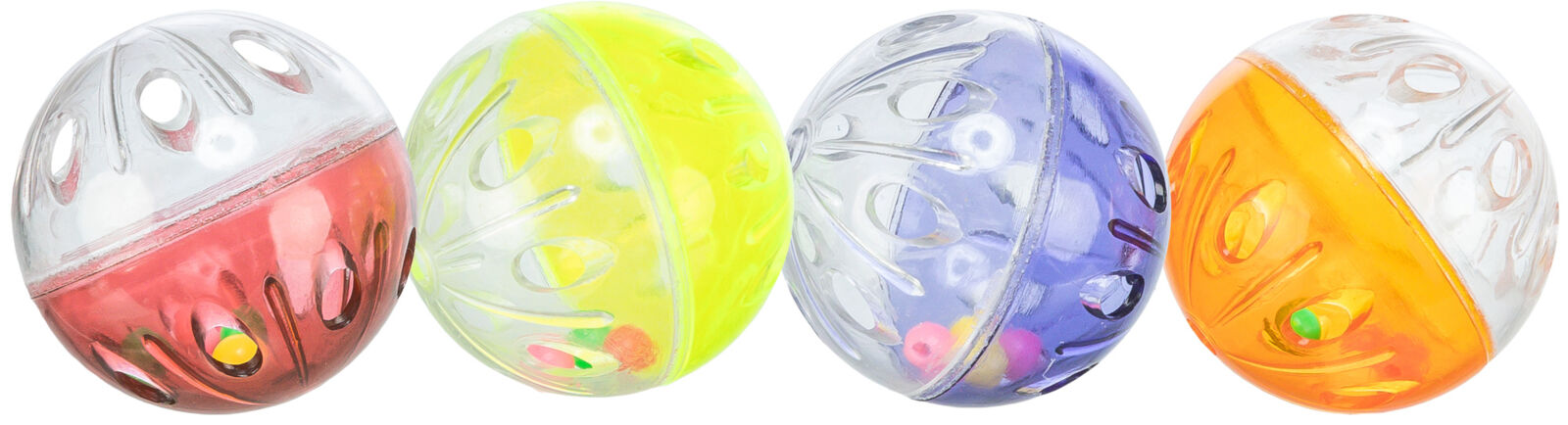 Petshop - Jucarie Pentru Pisici, Set 4 X Mingi Plastic, Cu Zornaitoare, 4.5 cm