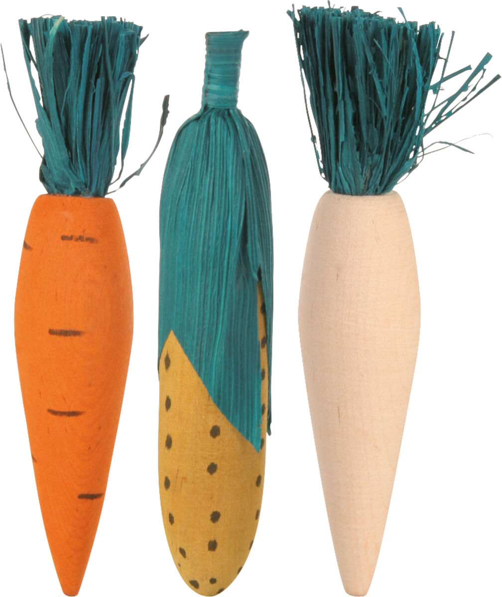 Petshop - Set Jucarii De Rontait Pentru Rozatoare, Lemn/Paie, 10 cm, 3 buc