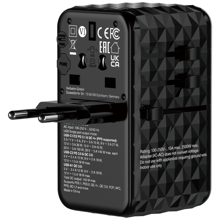 Adaptor universal Verbatim GaN III, Travel, 140W [2]