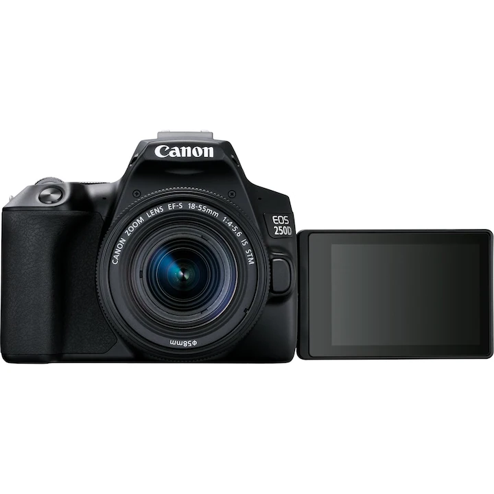 Aparat foto DSLR Canon EOS 250D, 24.1 MP, Wi-Fi, 4K, Negru + Obiectiv EF-S 18-55mm, f/4-5.6 IS STM [7]