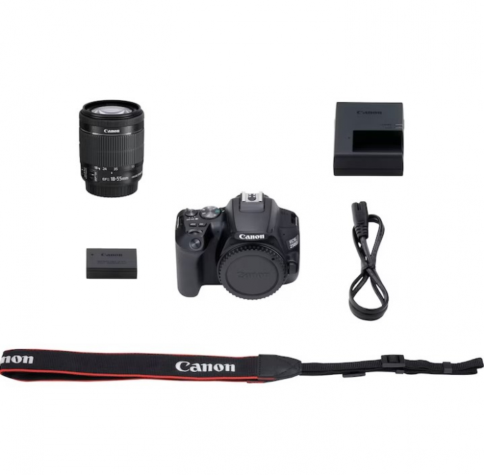 Aparat foto DSLR Canon EOS 250D, 24.1 MP, Wi-Fi, 4K, Negru + Obiectiv EF-S 18-55mm, f/4-5.6 IS STM [9]