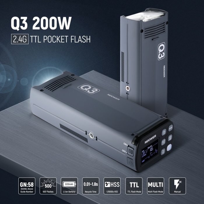 Blit portabil Neewer Q3 200W cu declansator QPRO-S (pentru Sony) [2]