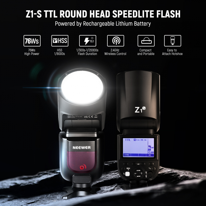 Blit Speedlite Neewer Z1-S TTL cu cap rotund, comp. Sony [2]