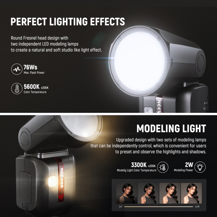 Blit Speedlite Neewer Z2-C TTL cu cap rotund, comp. Canon [3]