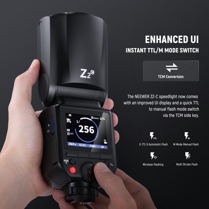 Blit Speedlite Neewer Z2-C TTL cu cap rotund, comp. Canon [2]