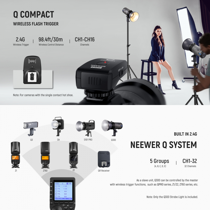 Blit stroboscopic exterior Neewer Q300 [5]