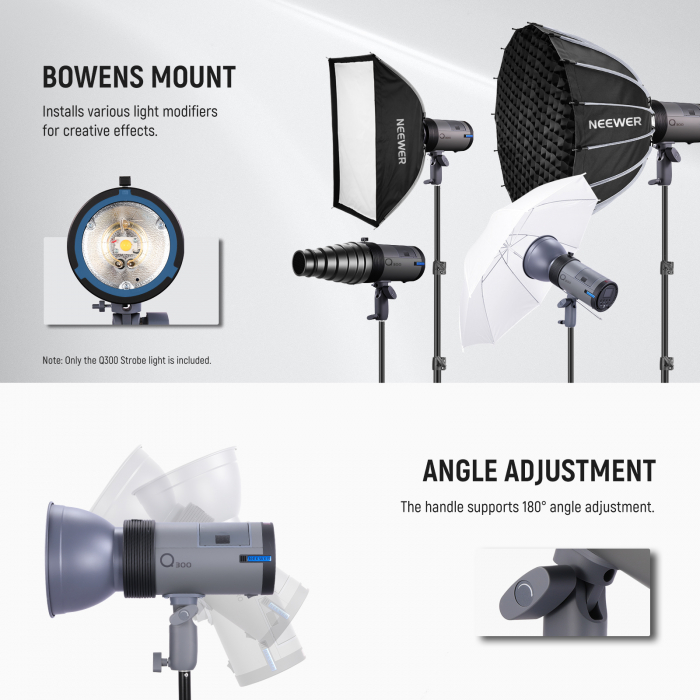Blit stroboscopic exterior Neewer Q300 [7]