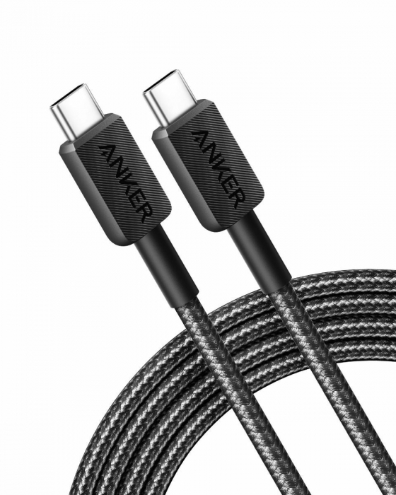 Cablu Anker 322 USB-C la USB-C, 60W, 1.8 metri, Negru [1]
