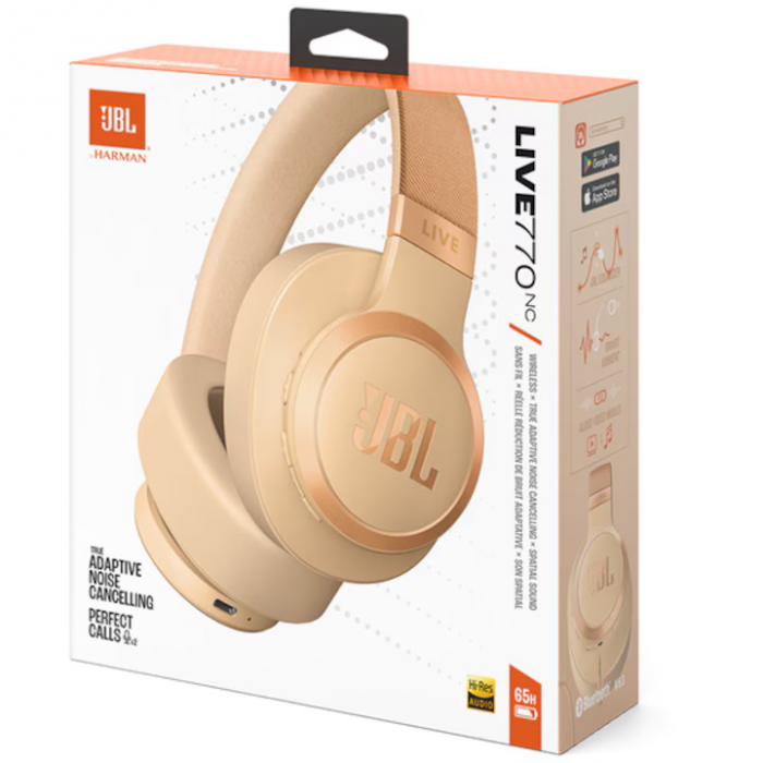 Casti Over-Ear JBL Live 770NC, Bej [11]